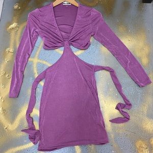 Mini dress with cut out around the waist